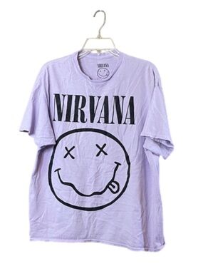 NIRVANA Lilac Short-Sleeve Logo Tee with Smiley Face
